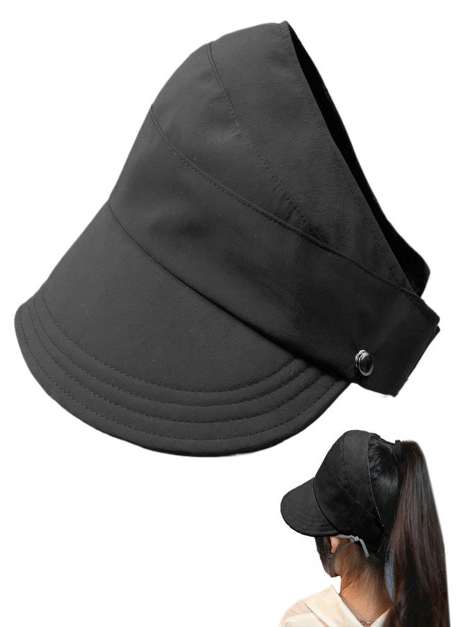 ROBOHOOK Sun Hats for Women Uv Protection, Sun Protection Hat Sombreros para El Sol De Mujer Sunhats with Ponytail Hole for Women Uv Protection Lightweight and Breathable Perfect for The Beach (Black) - Image 1